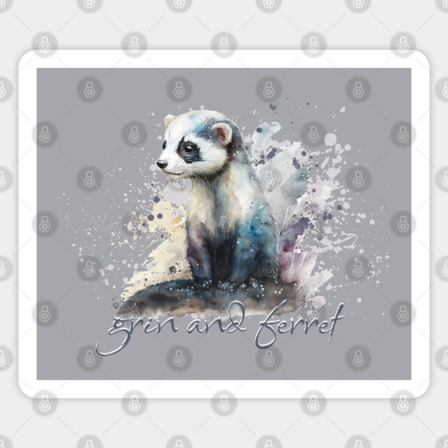 Grin and Ferret Pun Magnet by HolidayBug